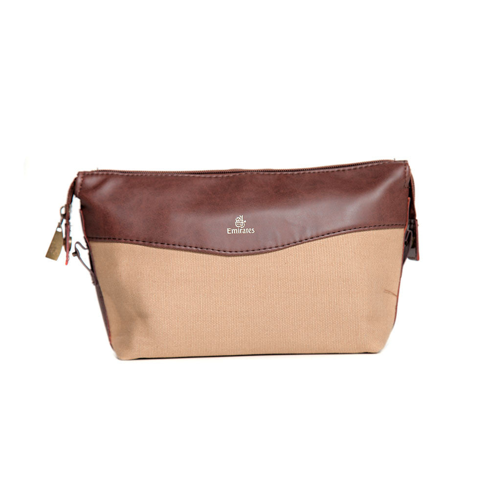 Emirates Business Class Men's Amenities Pouch Brown Canvas